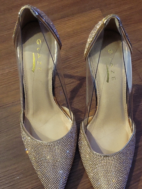 Glaze Shoes - Glaze Women's Gold Crystal Pointed-Toe Heels